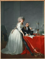 Antoine Laurent Lavoisier y esposa, químico francés ejecutado durante la Revolución Francesa (óleo sobre lienzo)