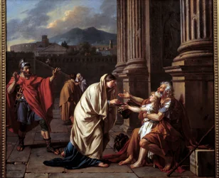 Belisario (500-565) pidiendo limosna. Pintura de Jacques Louis David (1748-1825)