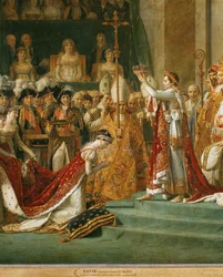 Coronación de Napoleón I, la emperatriz Josefina de rodillas ante Napoleón ...