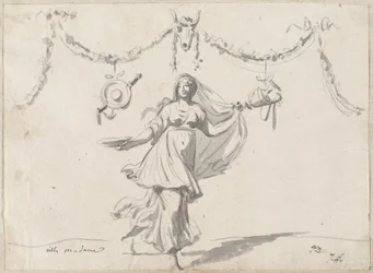 Ornamento con una Mujer en Vestido Antiguo