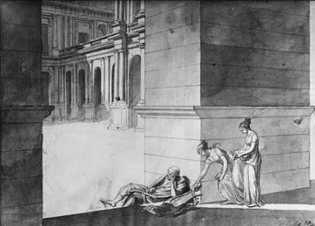 Dos niñas llevando pan a Homero dormido, c.1794