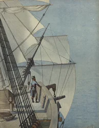 Napoleón Bonaparte en la cubierta de un barco