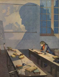 El joven Napoleón Bonaparte estudiando