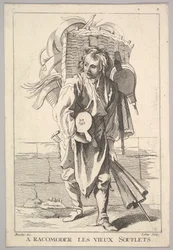 Copia inversa de A Racomoder les Vieux Souflets Mend the Old Bellows, del Le Cri..., siglo XVIII