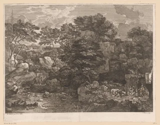 Paisaje fluvial con pastores.