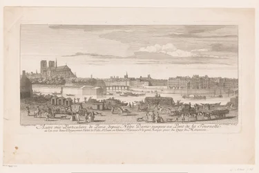 Vista de Parijs desde Notre Dame hasta el Puente de la Tournelle
Vista de París desde Notre Dame hasta el Pont de la Tournelle (...) tomada desde el Quai de Miramion (título en el objeto)