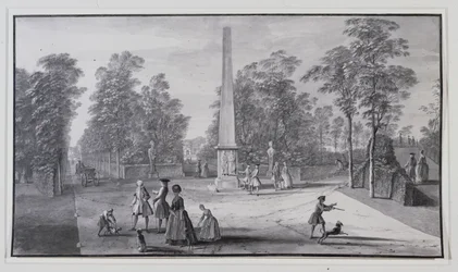 El gran obelisco, cerca de la entrada suroeste de la Villa Chiswick de Lord Burlington