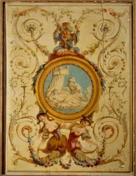 Panel decorativo del gabinete turco del Conde de Artois en Versalles. Pintura sobre madera de Jacques Rousseau (1630-1693)