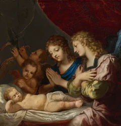 Ángeles adorando a Cristo dormido