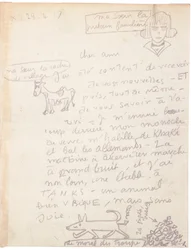 Carta autógrafa con dibujos