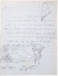 Carta autógrafa con dibujos
