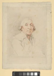 Retrato de Joseph Péru (tiza roja, negra y blanca sobre papel color crema)