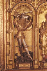 Retablo de la Crucifixión, detalle de San Jorge del panel izquierdo, de la Iglesia de Chartreuse de Champmol, c.1391