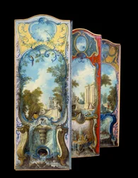 Mobiliario: pantalla de pintura sobre papel marouflé por Jacques de Lajoue (1686-1761) siglo XVIII