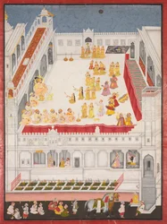 Maharana Jagat Singh asistiendo al Raslila