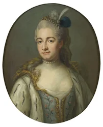Condesa Hedvig Catharina von Fersen, nee Hedwige Catherine de La Gardie - Retrato de la condesa Hedvig Catharina De la Gardie (1695-1745), nee Lillie, por Bjoerk, Jakob (1726-1793). Óleo sobre lienzo. Tamaño: 68x55 cm. Museo Nacional de Estocolmo