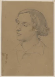 Retrato de busto de un joven mirando hacia la izquierda