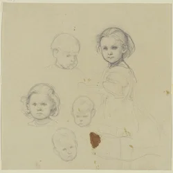 Estudios de niños, cinco cabezas de niños