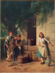 Niña en la fuente