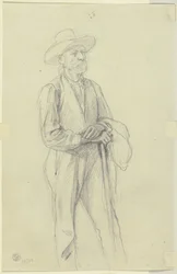 Campesino con sombrero y bastón