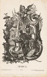 Rocaille con la personificación del continente africano África (título sobre objeto) Los cuatro continentes (título de la serie)