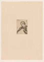 Retrato de Malvina Dedeyn con trabajos manuales