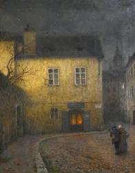 Una esquina en Praga par Schikaneder, Jakub (1855-1924), c. 1900 - Óleo sobre lienzo