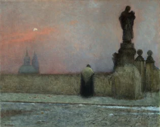 Debut de soiree a Hradcany (Prague, republique tcheque) - Early Evening in Hradcany - Jakub Schikaneder (1855-1924). Óleo sobre lienzo