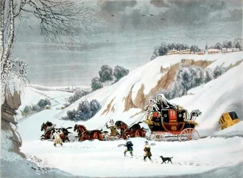 Un correo en nieve profunda, grabado por George Hunt