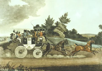 Diligencia y coche de oposición a la vista