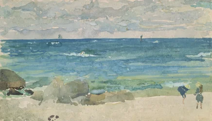 Escena de playa con dos figuras, 1885-90