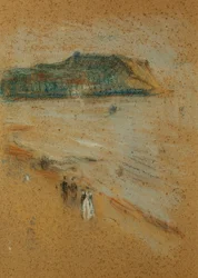 Figuras en una playa cerca de acantilados, c. 1870-74