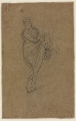 Mujer de pie levantando su vestido, c. 1872