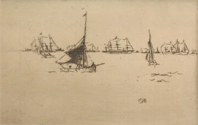 La flota: tarde, de un conjunto de doce grabados titulado La revisión naval, 1887