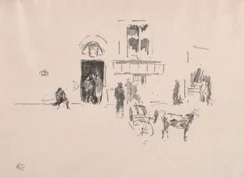 La puerta del escenario del Gaiety, 1879