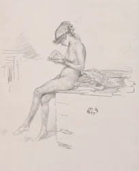 La pequeña modelo desnuda leyendo, 1890