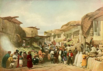 La calle principal en el bazar de Kabul en la temporada de frutas