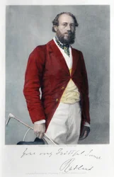 El 6º duque de Rutland vestido para cazar, 1861