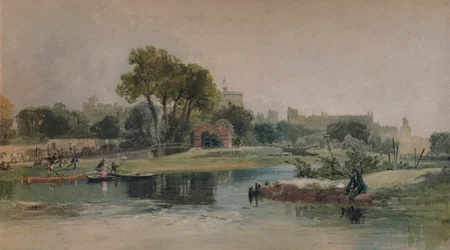 Castillo de Windsor desde el campo de juego de Eton, c. 1838