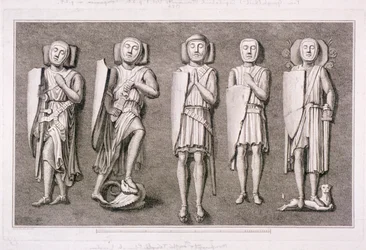 Cinco efigies de caballeros de la Iglesia del Temple, Londres, 1786