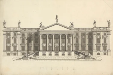 Dibujo acabado de una mansión palladiana sin identificar