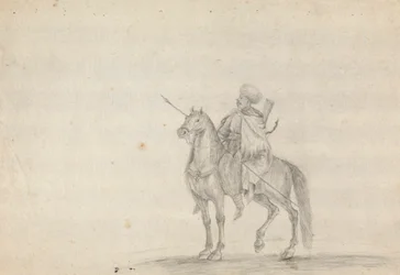 Hombre a caballo con una lanza