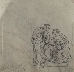 Boceto de hombre, mujer y niño