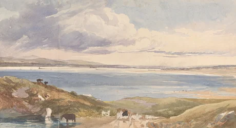 Paisaje junto a la costa con camino en primer plano