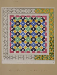 Mosaico en el zócalo del nicho en el Salón de las Dos Hermanas, Alhambra, de 