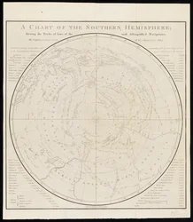 Carta del hemisferio sur; mostrando las huellas de algunos de los navegantes más distinguidos, por el capitán James Cook, de la Armada de Su Majestad.