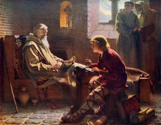 El Venerable Beda traduciendo el último capítulo de San Juan