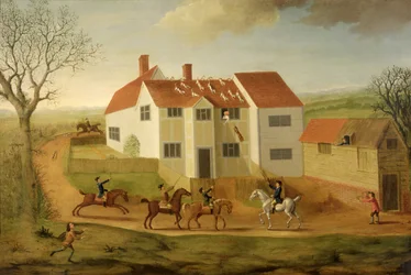 John Sidey y sus perros en una granja cerca de Hadleigh, Suffolk