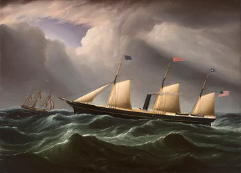 El primer barco de vapor de tornillo Star of the South en mares agitados por James E. Buttersworth