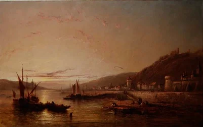 Barcos de pesca al atardecer